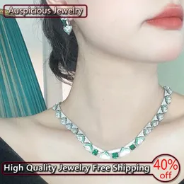 Chains 2023 Silver Color High Quality Green Diamond Multi Skirt Women's Sweater Necklace Wedding Evening Dress Luxury Style Gift