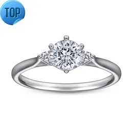 Fashion Jewelry S925 Sterling Silver White Gold Diamond Wedding Rings Women Proposal Zircon Simple Couple Ring Gifts