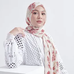 Hijabs Print Floral Chiffon Hijabs Shawls Pleated Chiffon Scarf Muslim Headscarf Head Wraps Islamic Turban Headband Foulard Bandana 230609