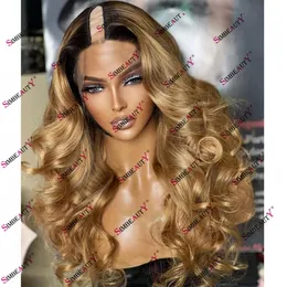 1B27 Медовая блондинка Super Wave Human Hair u Part Wig для женщин 200 Плотность бразильские волосы remy v part wig wig wig с расширением клипов