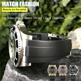 20mm 21mm Metal End Link Rubber Silicone Watch band For Role RLX OYSTER GMT Sub Mariner SUB Day Tona GMT Black Green Blue Strap Folding Buckle Watch Bracelets men women