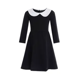 Girl's Dresses Halloween Costume Gothic Wednesday Dress Black White Collar Girls Halloween Baby Girl 230609