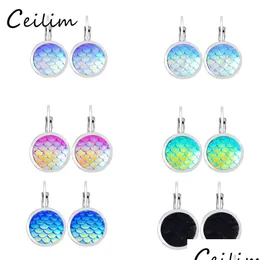 Stud Fashion Korean Beauty Fish Scales Earrings For Women Colorf Resin Charms Mermaid Fit Daily Holiday Gifts Drop Delivery Jewelry Dhtov