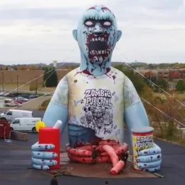 Dostosowane 8mh Bloody Outdoor Postacie Giant Inflatible Halloween Zombie na dachowe zabawki Nawiedzone dekoracje reklamowe