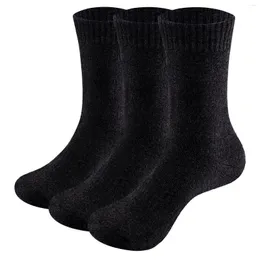 Sportstrumpor Yuedge Mens Merino Wool Plain Mid Calf Crew Thick Thermal Warm For Men Size 37-46 3Pairs/Pack