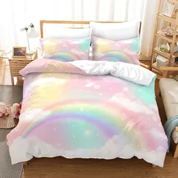 Bedding sets Rainbow Gradient Cloud Duvet Cover Set Colorful Print For Girl Bedroom Decorative Bedspread 230609