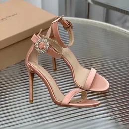 Gianvito Rossi Sandálias de salto agulha Sandálias 8,5 cm Sapatos de salto para mulheres verão designer de luxo Sandálias com tira de pé de salto com zíper traseiro Tamanho com caixa