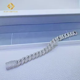 12 mm 2 Reihen Mikropavé d Vvs Lab Diamond Gliederkette Iced Out Silber Moissanit Kubanisches Armband ZPIZ