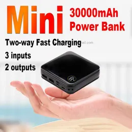 Free Customized LOGO 30000mAh Two-way Fast Charging Power Bank Mini Digital Display 2USB External Battery Portable Charger for iPhone Xiaomi Huawei