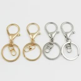 Silver/Gold Biger Lobster Clasp Tone Key Chains & Key Rings Round Split keychain Car Key Rings Blank Metal Keychains