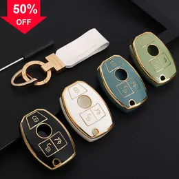 New Car Remote Key Case Holder Gold Frame Design Auto Car Keys Shell per Mercedes-Benz GLA GLK-Class V-Class Portachiavi Accessori