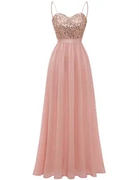 Abiti da sera lunghi Sweety convenzionali Spaghetti con paillettes Sweetheart A-Line Chiffon Plus Size Prom Party Gowns 16