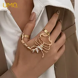 Charm Bracelets UMQ Vintage Punk Scorpion Tassel Chain Ring Bracelet Sets For Women Men Gothic Jewelry