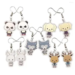 Orecchini pendenti 5 in 1 Acrilico Animale carino Squisito Kawaii Anime BEASTARS Pendenti con orecchio a goccia Eardrop Gioielli Cosplay Regalo femminile