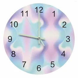 Wall Clocks Simple Gradient Abstract Lines Luminous Pointer Clock Home Ornaments Round Silent Living Room Office Decor