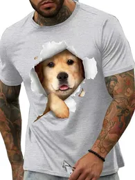 メンズTシャツティークールな動物犬グラフィックプリントクルーネックホットスタンピングストリートバケーション短袖プリント衣料品アパレルデザイナーベーシックモダンコンテンポラリー