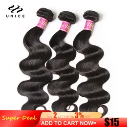 Главные волосы Unice 30 -дюймовая волна тела бразильские пакеты натуральный цвет 100 человеческое плетение 1 3 4 шт для Африки Американские женщины 230609
