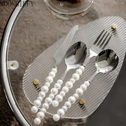 Dinnerware Sets Silver Pearl Cutlery Set Stainless Steel Creativity Gift Flatware 304 Knife Fork Spoon Tableware Drop