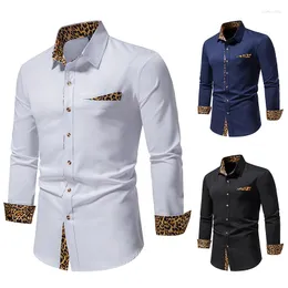 Men's Casual Shirts Tribal Style Long Sleeve Shirt Men Clothing Fashion 2023 Spring Business Formal Wear Chemise Homme Slim Fit Leopard