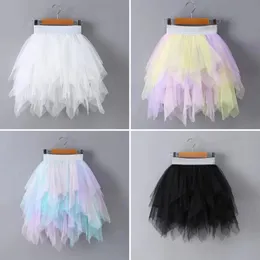 Skirts VIDMID Girls half skirt children's cake fluffy tutu princess lace irregular mesh rainbow skirts layer P158 230609