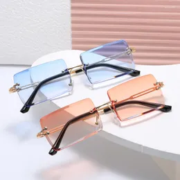 Sunglasses Fashion Accessory Design Outdoor Personality Transparent Colorful Rectangle Rimless Eyewear Women Men Glasses UV400