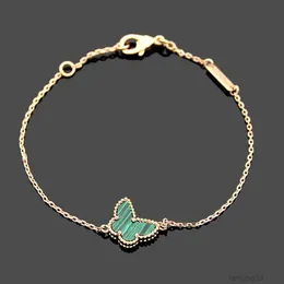 Designer-Armbänder, Charm-Armbänder, Designer-Schmuck, luxuriös, VC Leaf Clover, Mini-Armband mit farbigem Muschel-Achat-Schmetterling und Diamant-Schnalle, Gold 925