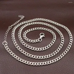 Catene Collana in vero argento sterling 925 da 4 mm con catena a maglia barbazzale da 23,6 pollici L classica