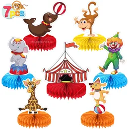 Andra evenemangsfestleveranser 7st Carnival Circus Honeycomb Centerpiece Amusement Park Honeycomb Ball DIY Kids Birthday Party Table Ornament Booth Props 230609