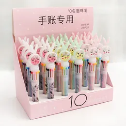 Ballpoint Pens 10 pcs Color Creative Cute Rabbit Cat Ballpiont Pen Highlighter Underlining Stationery Students Writing Drawing Scrawl Supplies 230609