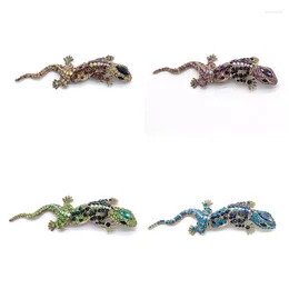 Brosches PD Broschy Animal Gecko Lizard Business Banket Micro Inlaid High-End Clothing Accessories smycken