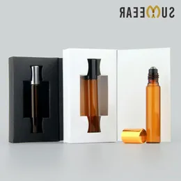 50 PCS/lot 10ml amber Glass Mini Perfume Bottle Packing box Roll On Essential Oil Vial Empty Sample Hjthh