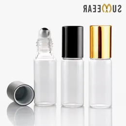 5ML Mini Glass With Steel Ball Bottle Perfume Bottles Roll On Empty Cosmetic Essential Oil For Travel 100Pieces/Lot Mbqhm