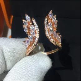 3 colors Vintage Angel wings ring Real Silver Color AAAAA Cz Engagement Wedding Band Rings for women Bridal Party Jewelry