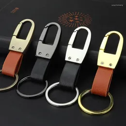 Keychains Luxury Soft Pu Leather Keychain Metal Midje Hängande nyckelhållare Organiser för män Kvinnor Kreativa enkla klassiska små gåvor