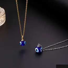 Anhänger Halsketten Blau Evil Eye Charms Halskette für Frauen Edelstahl Gold Türkische Augen Anhänger Schmuck Geschenk Bijoux Drop Deliver Dh9Wg