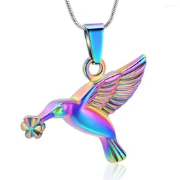 Pendant Necklaces Hummingbird Urn Necklace Stainless Steel Bird Cremation Women Keepsake Memorial Ashes Jewelry Funnel Kit