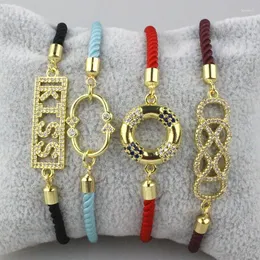 Pulseiras de link 10 pçs/lote design colorido conector Cz pulseira banhado a zircão cúbico componente atacado