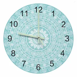 Wall Clocks Mandala Flower Pattern Luminous Pointer Clock Home Ornaments Round Silent Living Room Bedroom Office Decor