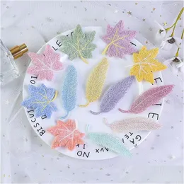Hair Clips Barrettes Maple Leaf Embroidery Sewing Clothes Ironings Clothing Accessories Diy Hairpin Band Cloth Stickers Drop Deliv Dh672