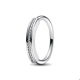 925 Sterling Silver Signature I-D Pave Pierścień dla Pandora Sparkling Crystal Diamond Pins Pierścienie projektant biżuterii dla kobiet mężczyzn