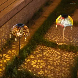 Solar Umbrella Light Wrought Iron Plug-in Lawn Lighting Power Lantern Waterproof Landscape Art Lamp For Garden Outdoor