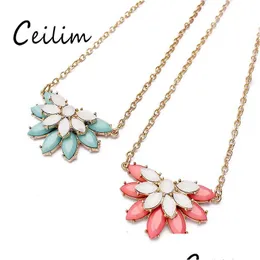 Pendant Necklaces Newest Flower Charms Statement For Women Gold Chain Resin Sweater Necklace Daily Holiday Gifts Drop Delivery Jewel Dhuek