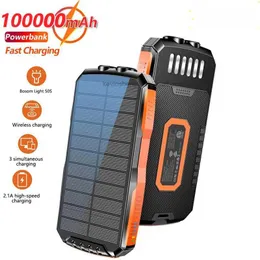 LOGO personalizzato gratuito 25000mAh Solar Power Bank Qi Caricabatterie wireless per iPhone 12 Samsung S21 Xiaomi Powerbank Batteria esterna portatile LED Poverbank