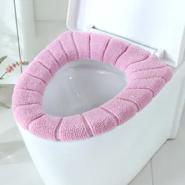 Universal Toilet Seat Cover Winter Warm Soft WC Mat O-shaped Bathroom Cushion with Handle winter Keep Warm Bathroom Accessories
