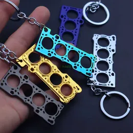 CKMO Keychains Lanyards Tuning Keychain Car Modification Cylinder Head Engine Packning Model Keychain Key Ring DIY Key Chain för F1 Racing Fans Gifts 1st