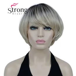 Hair pieces StrongBeauty Short Bob Soft Layered Shag Ombre Blonde Synthetic for Women 230609