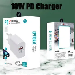 18W PD Szybka ładowarka ścienna 2.4a USB Type-C Adapter Power QC 3.0 Szybkie ładowanie dla iPhone'a 14 13 Pro Max SAMSUNG S23 Android smartfon Us Wersja UE Travel Home Apple z pudełkiem