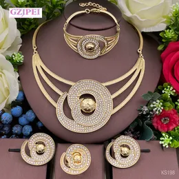 Wedding Jewelry Sets Jewelry Set 18K Gold Plated Jewelry Sets 4 PCS Necklace Earrings Bracelet Rings For Women Wedding Party 230609