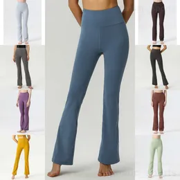 Lady Gym Yogas Pants Long Wunder Train Sports Flared Mini Thin Exercise Bells Solid Color人気のランニングズボンお尻を持ち上げる裸
