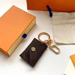 Designer Letter Wallet Keychain Keyring Fashion Purse Pendant Car Chain Charm Brown Flower Mini Bag Trinket Gifts Accessories no b287H